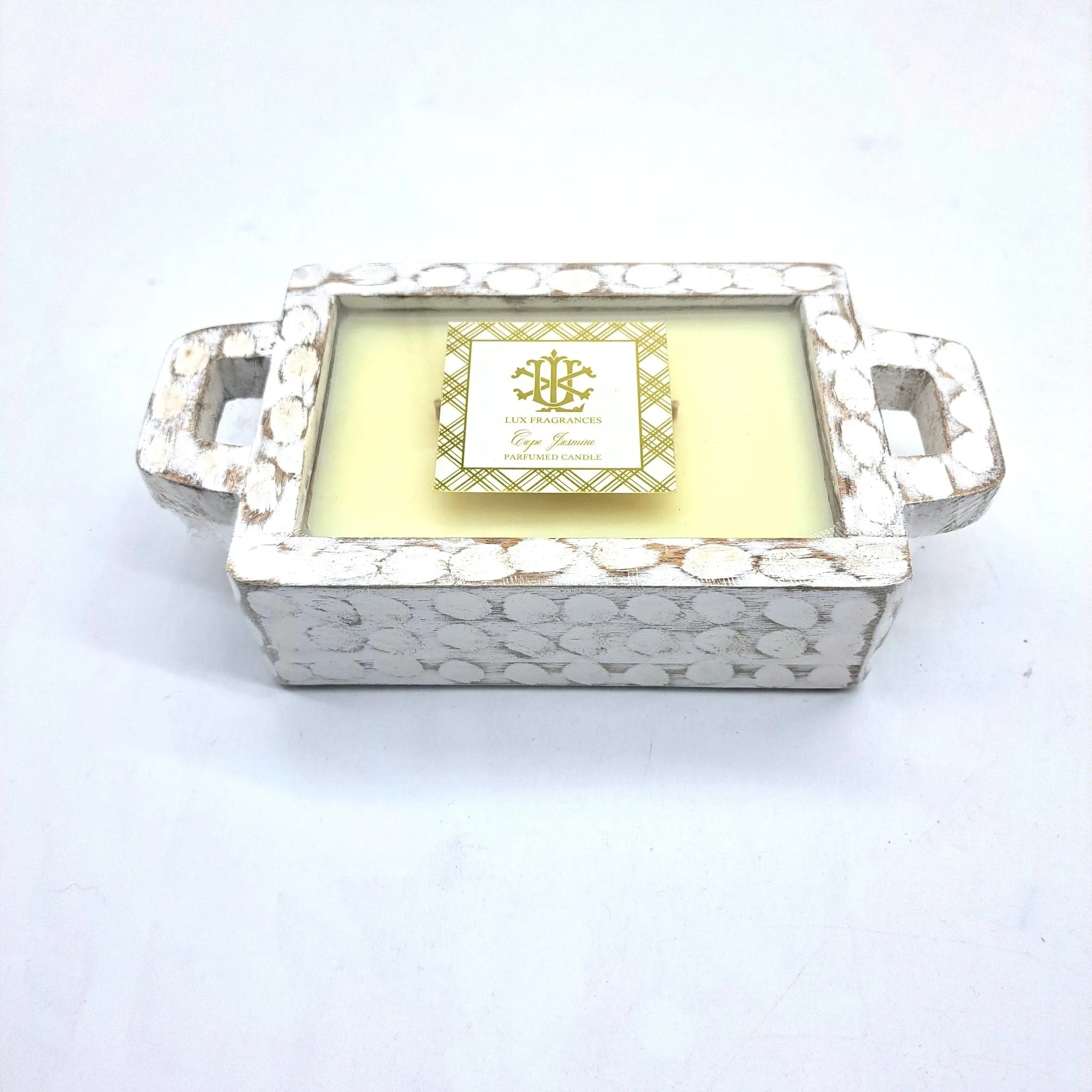 $15.00 min 4 - Cape Jasmine Whitewash Rectangle Candle