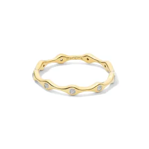 9 Station Skinny Band Ring in 18K Gold with Diamonds