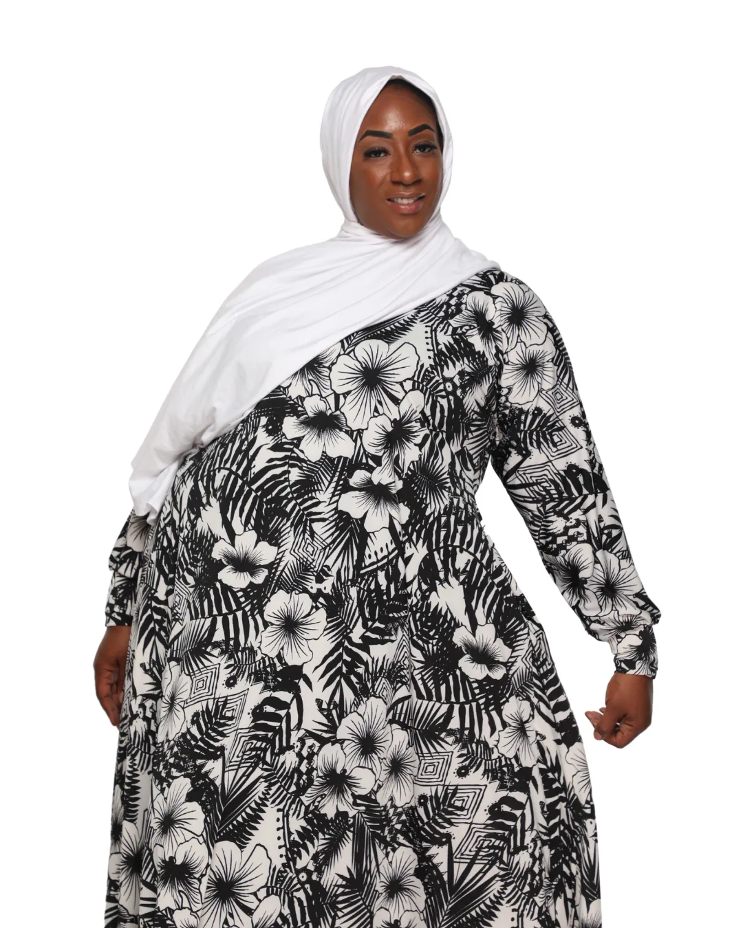 Binta Loose Fit Kaftan Black Flower