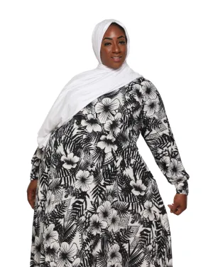 Binta Loose Fit Kaftan Black Flower