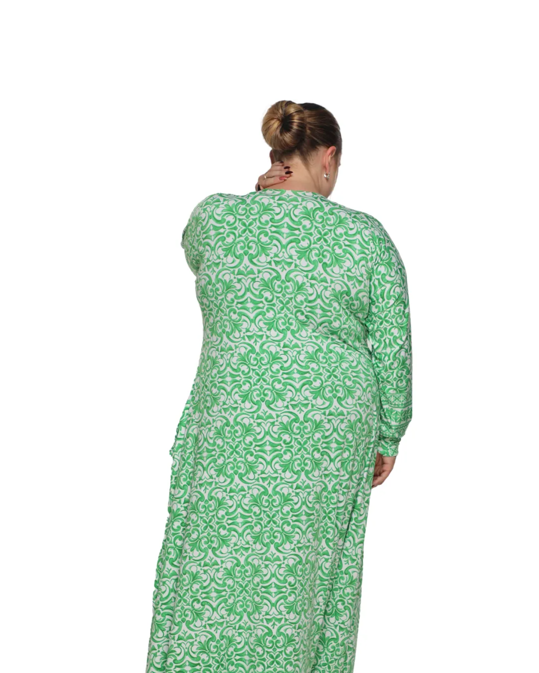 Binta Loose Fit Kaftan Green/Blue Flower