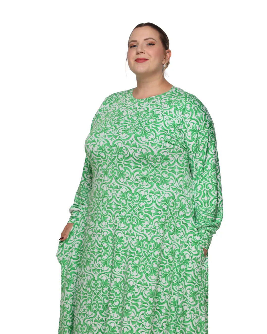 Binta Loose Fit Kaftan Green/Blue Flower