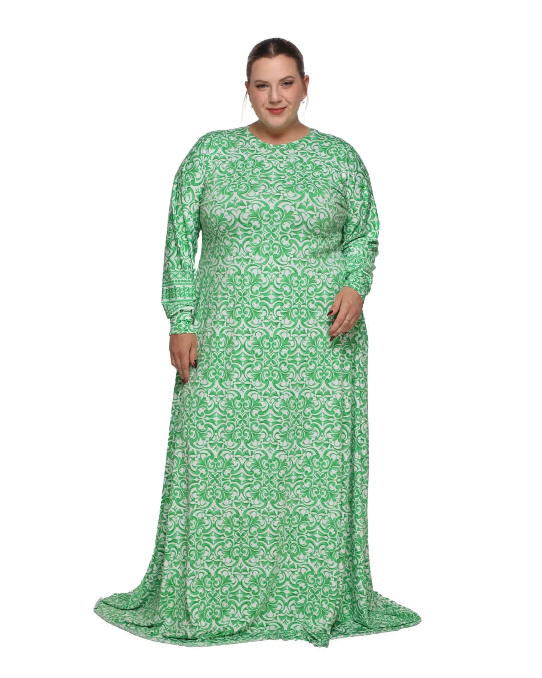 Binta Loose Fit Kaftan Green/Blue Flower