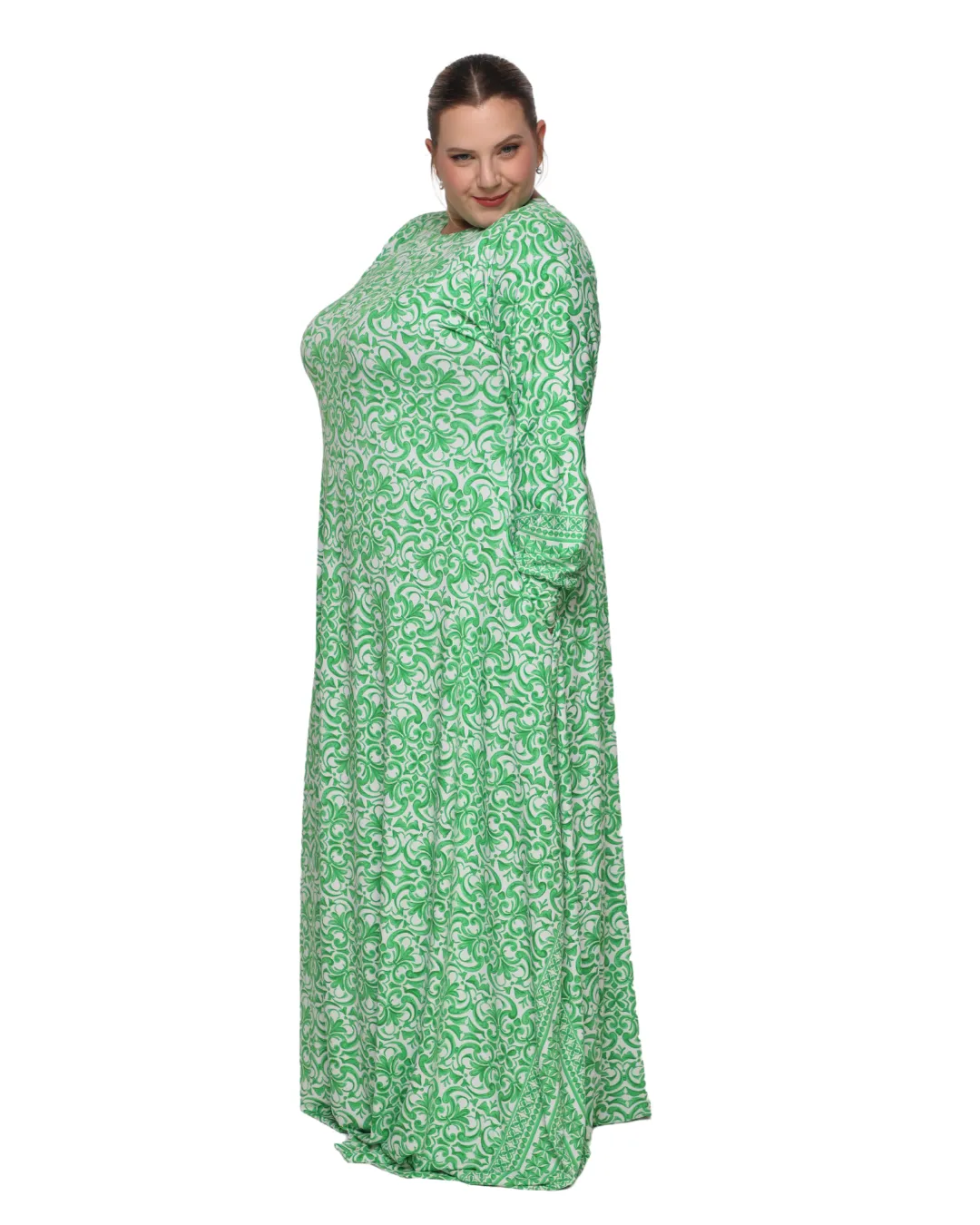 Binta Loose Fit Kaftan Green/Blue Flower
