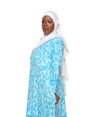 Binta Loose Fit Kaftan Green/Blue Flower