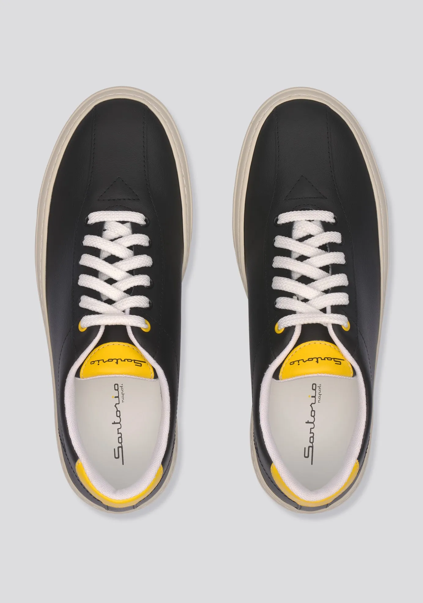 Black Calfskin leather sneakers “Never Give Up”