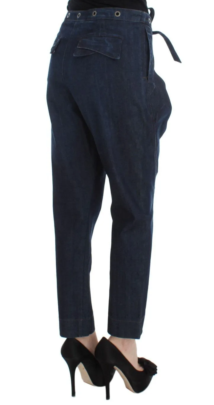 Blue Cotton Blend Loose Fit Jeans