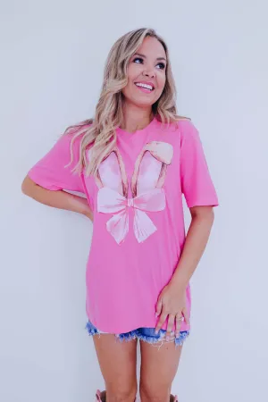 Bow Adorned Bunny Ears Graphic Tee
