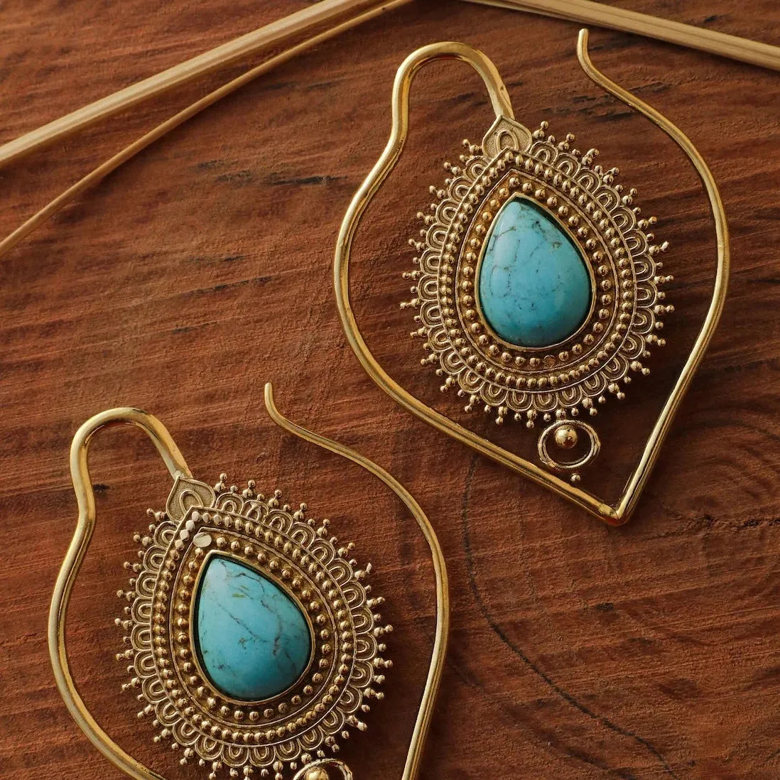 Brass Turquoise Earrings