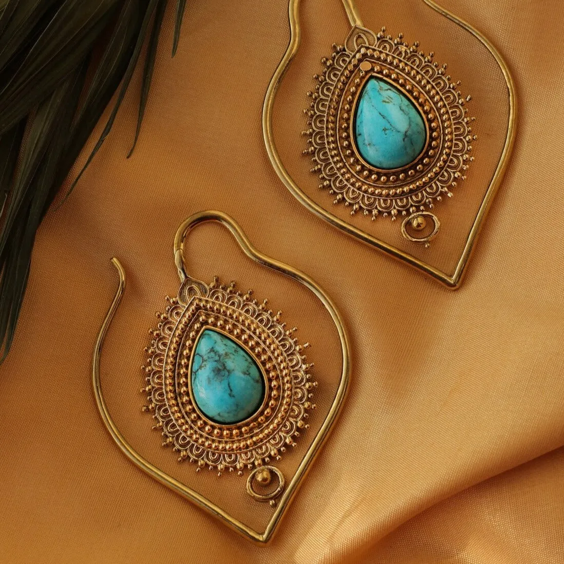 Brass Turquoise Earrings
