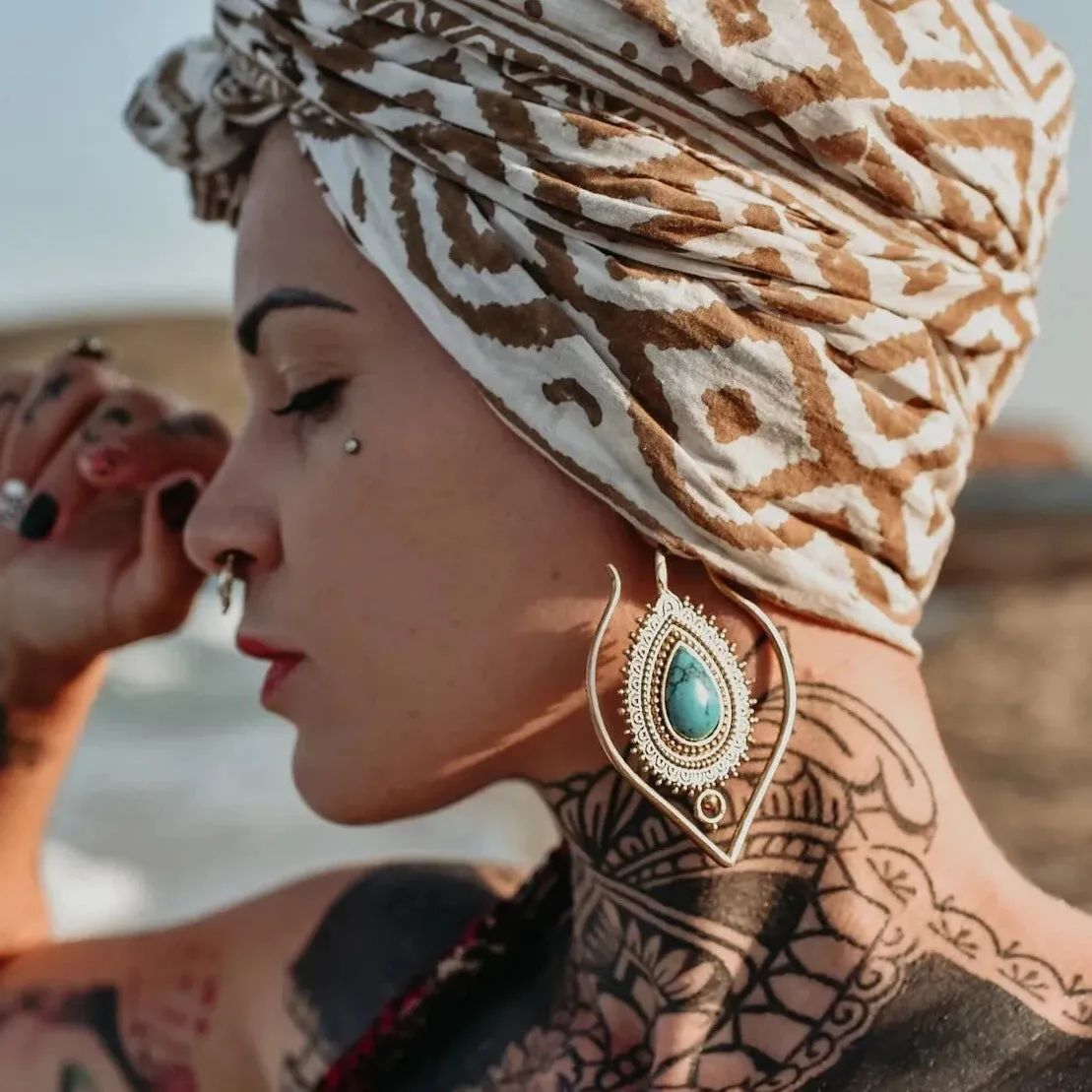 Brass Turquoise Earrings