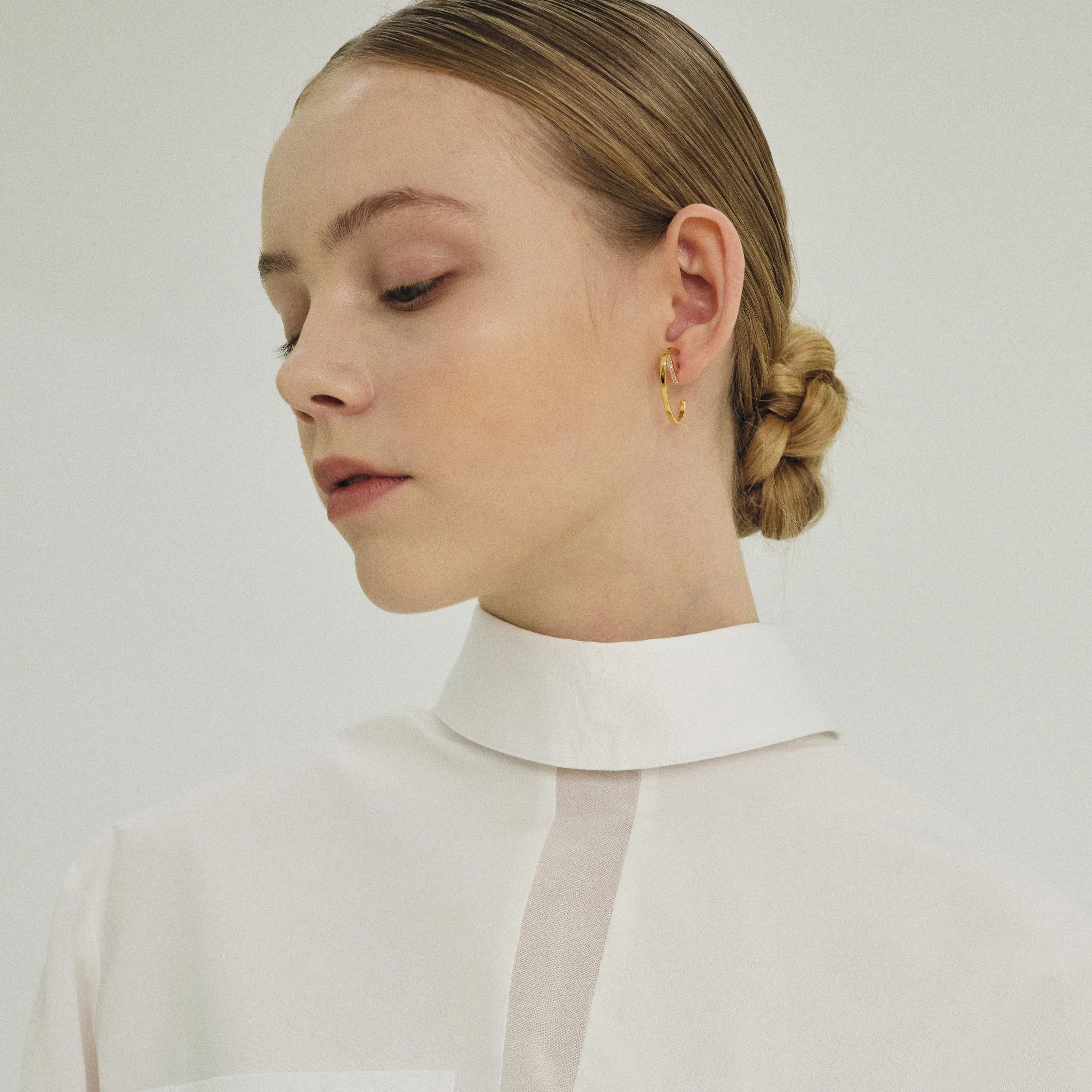 C-Shape Stone Bar Loop Earrings