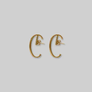 C-Shape Stone Bar Loop Earrings