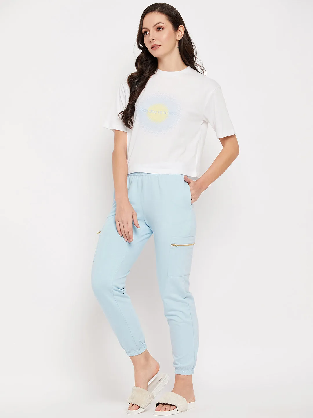 Camla Barcelona Blue Printed Elasticated Co-Ord Set