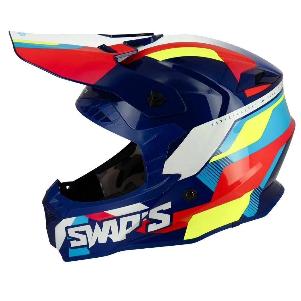 Casque cross bleu -  2FASTER 4FLASH