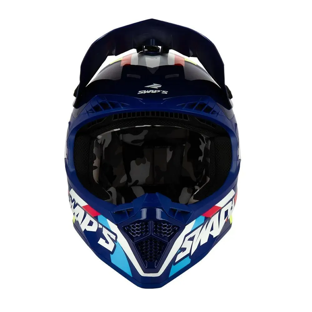 Casque cross bleu -  2FASTER 4FLASH