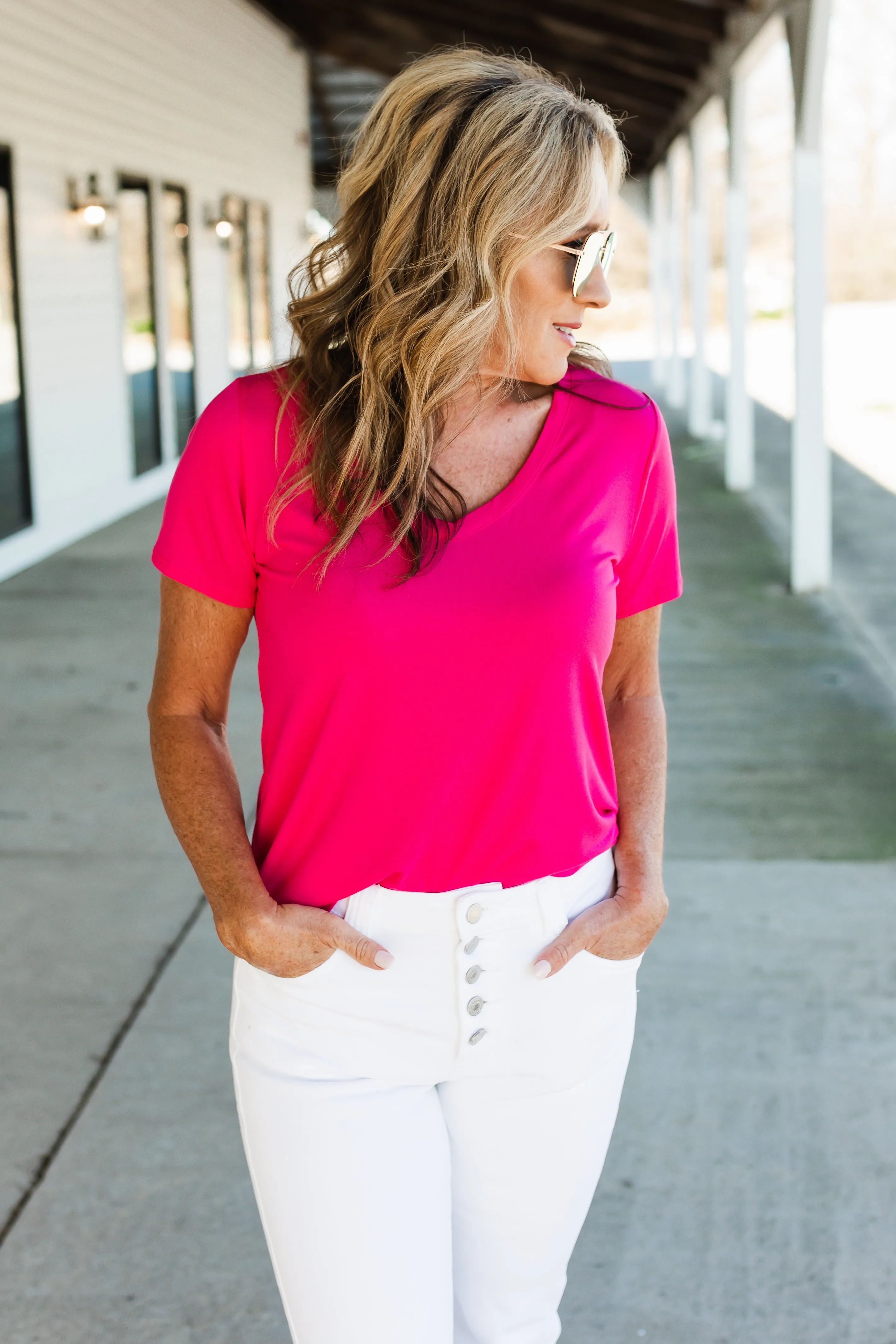 charlie tee in hot pink