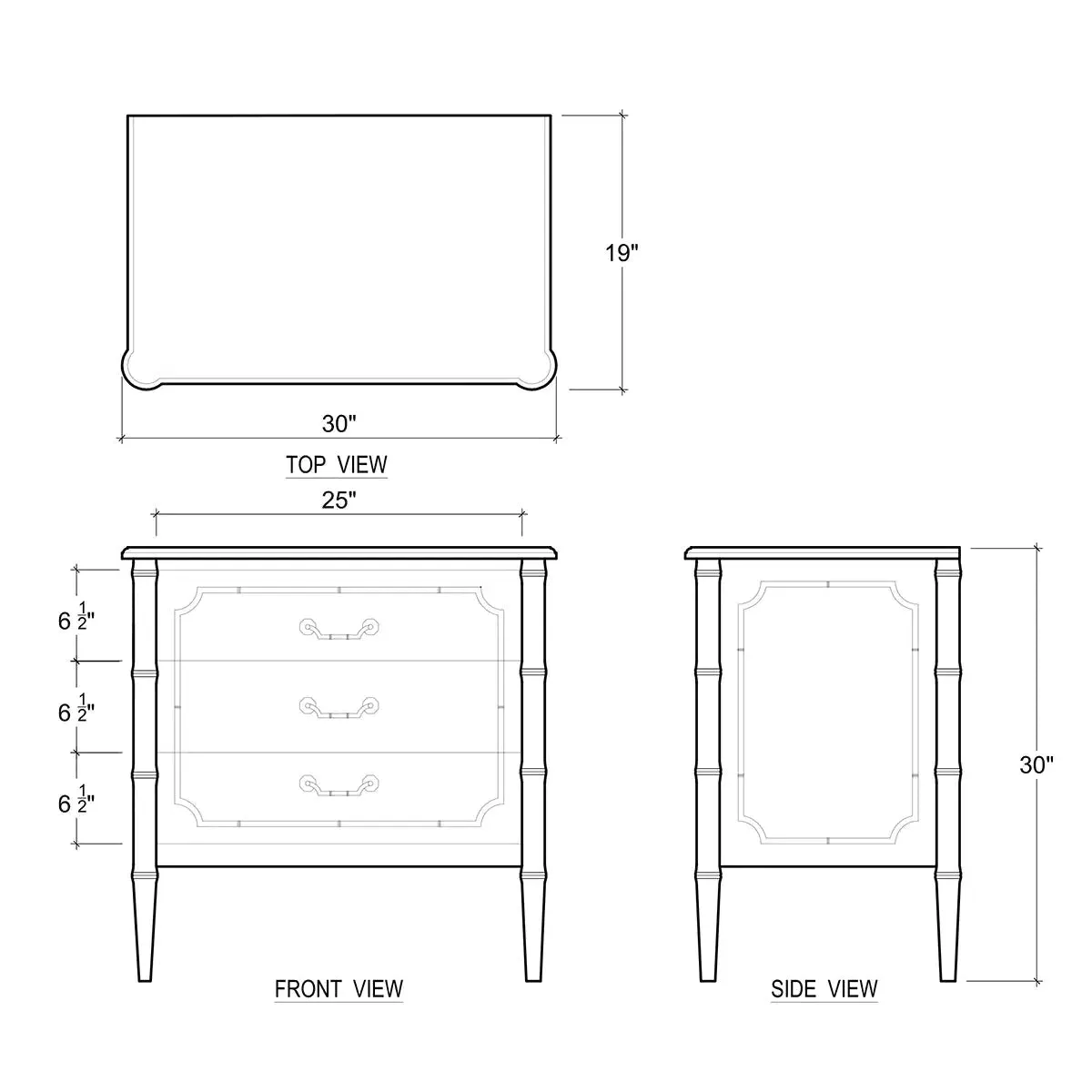 Chelsea 3 Drawer Bedside In Architectural White