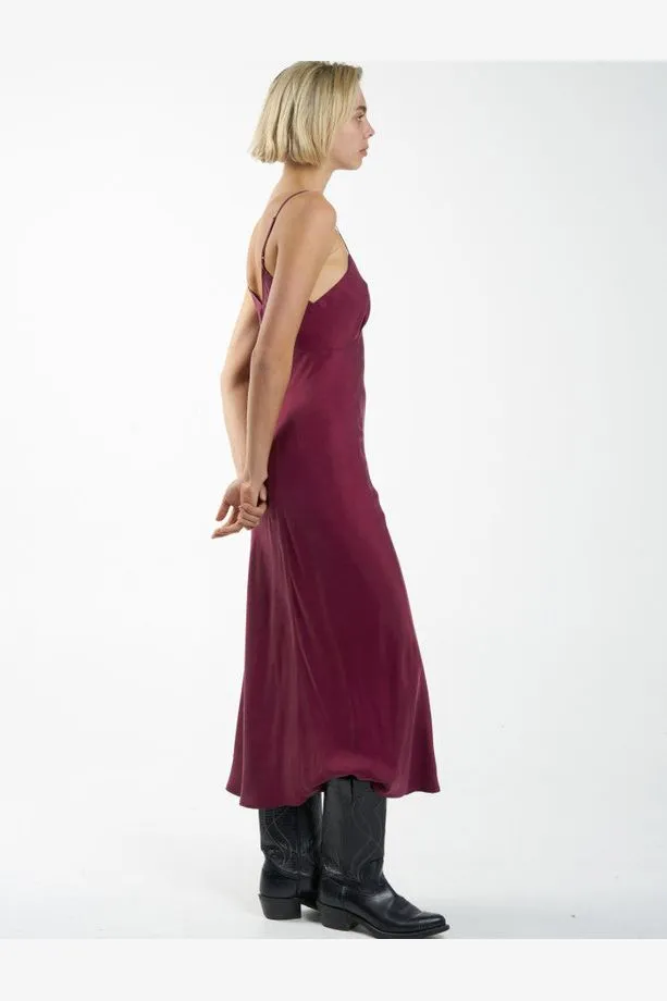 CHELSEA FULL LENGTH SLIP DRESS - WINE
