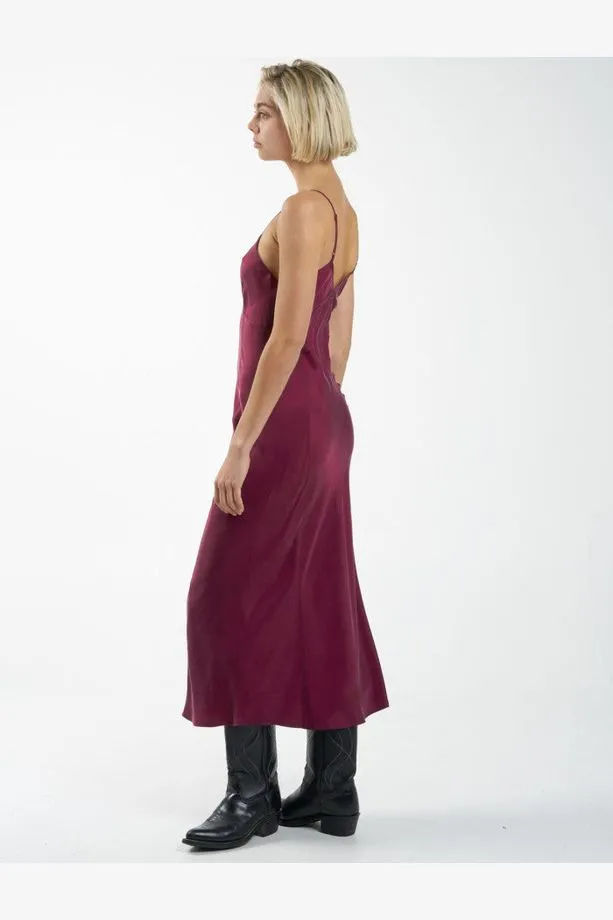 CHELSEA FULL LENGTH SLIP DRESS - WINE