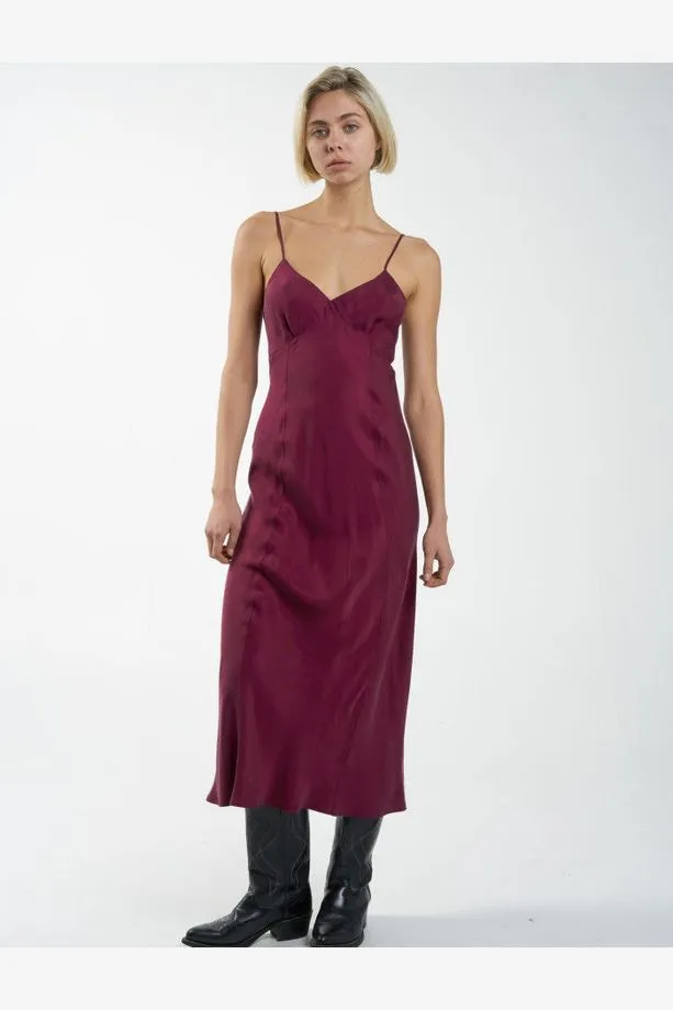 CHELSEA FULL LENGTH SLIP DRESS - WINE