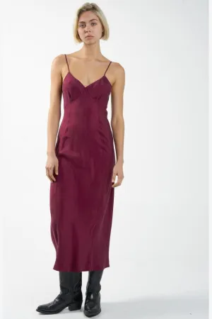 CHELSEA FULL LENGTH SLIP DRESS - WINE