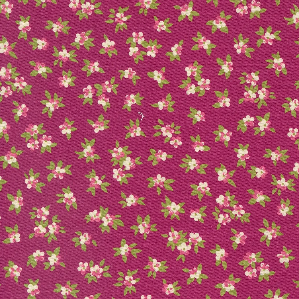 Chelsea Garden Tea Rose Ditsy Mulberry Red Fabric 33749 21