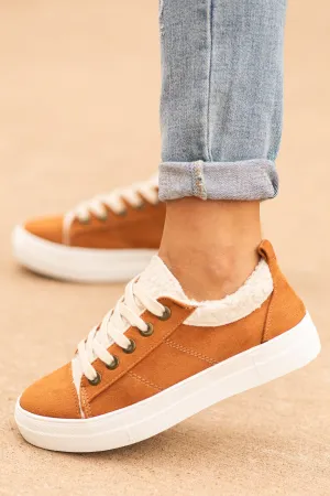Cinnamon and Beige Lace Up Sneakers