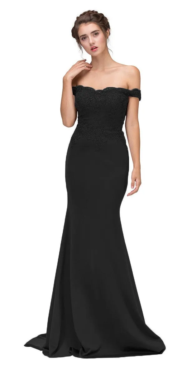 CLEARANCE - Eureka 7100 Lace Appliqued Bodice Long Dress Off-Shoulder (Size 2XL)