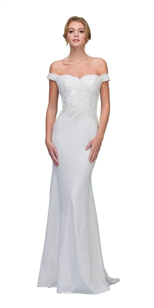 CLEARANCE - Eureka 7100 Lace Appliqued Bodice Long Dress Off-Shoulder (Size 2XL)