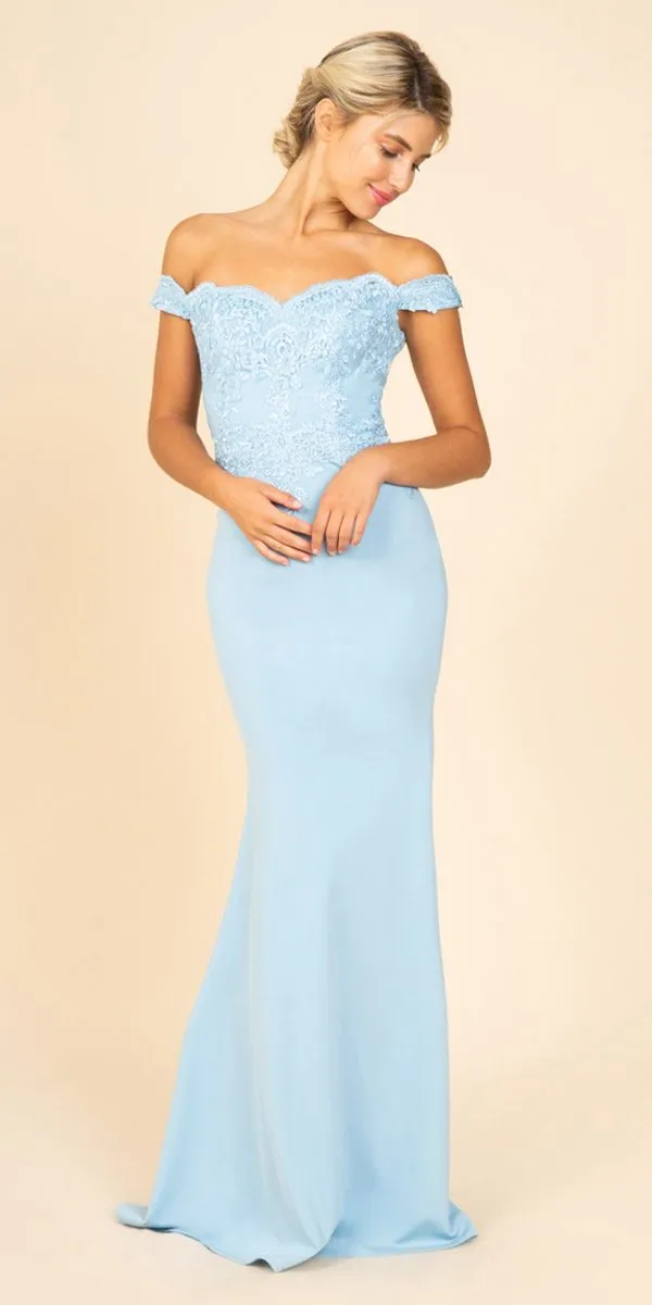CLEARANCE - Eureka 7100 Lace Appliqued Bodice Long Dress Off-Shoulder (Size 2XL)