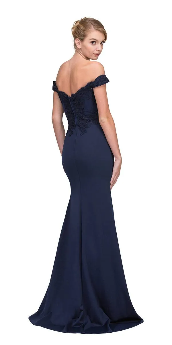 CLEARANCE - Eureka 7100 Lace Appliqued Bodice Long Dress Off-Shoulder (Size 2XL)