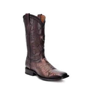 Cuadra Genuine Caiman Belly Square Toe Boot in Paris Cafe