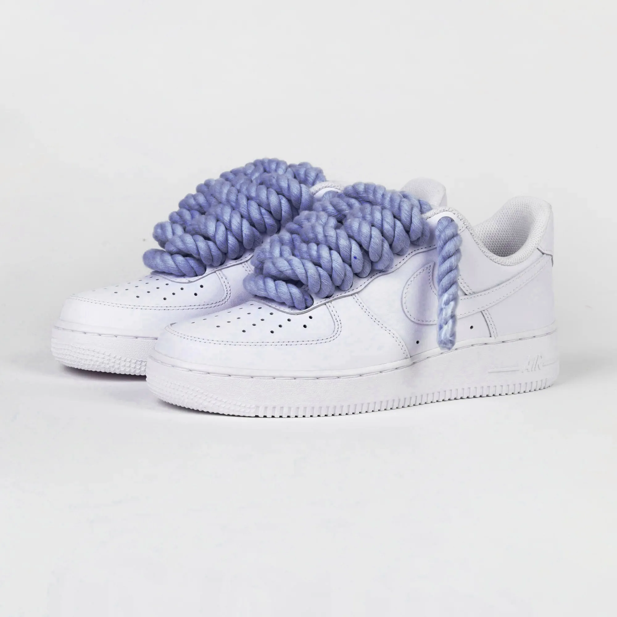 Custom Nike AIR Force 1 Sneaker - Dicke Schnürsenkel/Rope Jeansblau