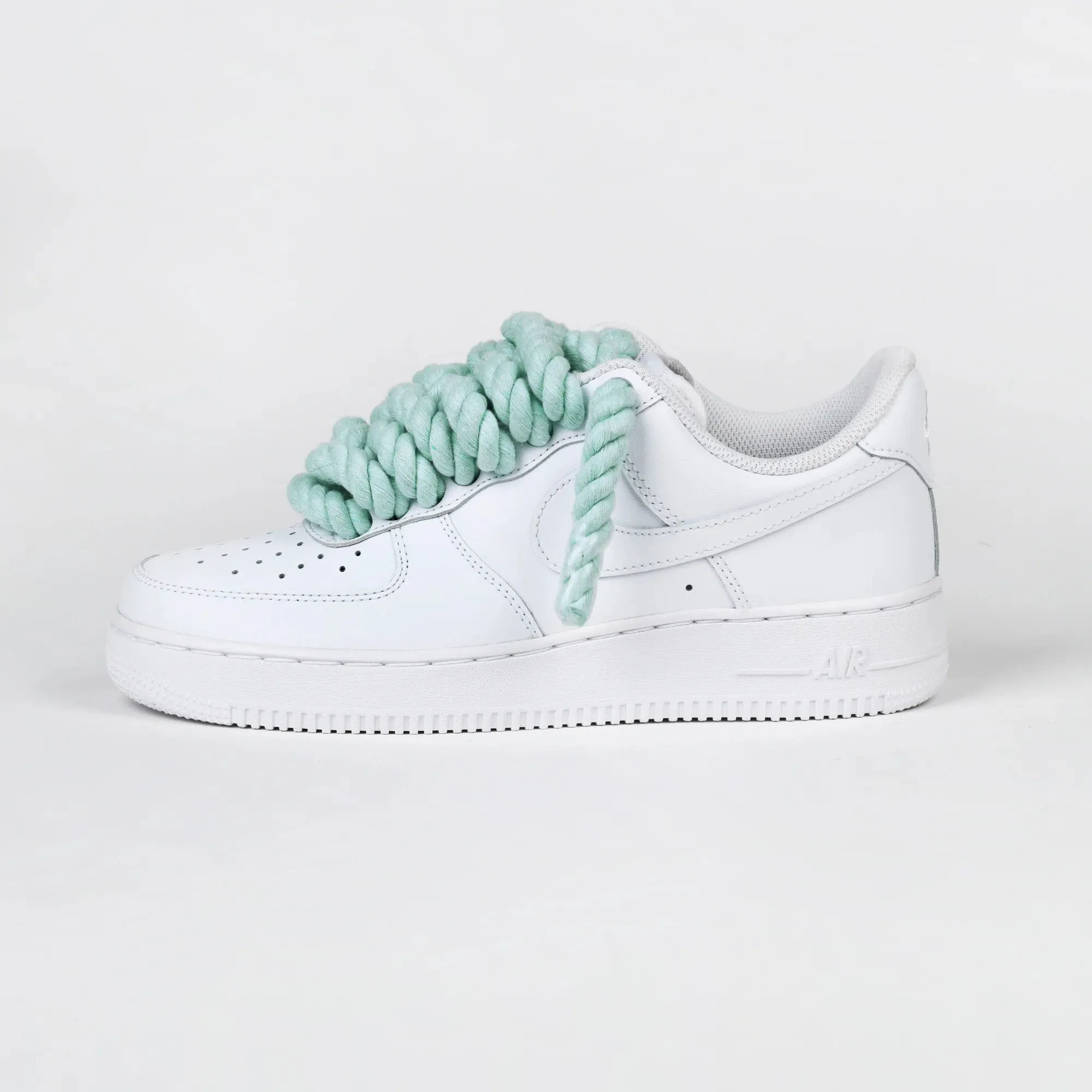 Custom Nike AIR Force 1 Sneaker - Dicke Schnürsenkel/Rope Mint