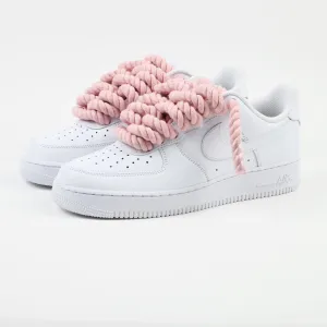 Custom Nike AIR Force 1 Sneaker - Rope Schnürsenkel Pink