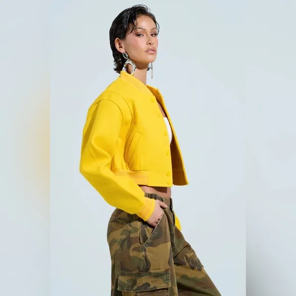 DAVIS EVERYDAY VARSITY BOMBER IN YELLOW