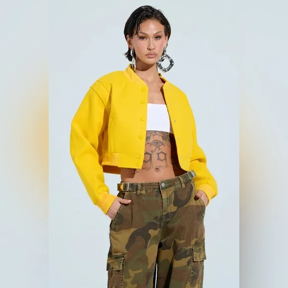 DAVIS EVERYDAY VARSITY BOMBER IN YELLOW