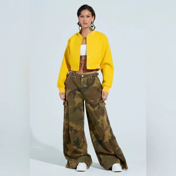 DAVIS EVERYDAY VARSITY BOMBER IN YELLOW