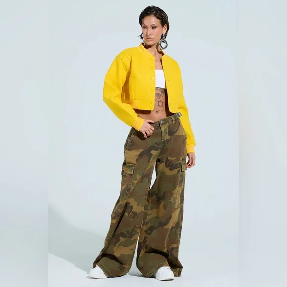 DAVIS EVERYDAY VARSITY BOMBER IN YELLOW