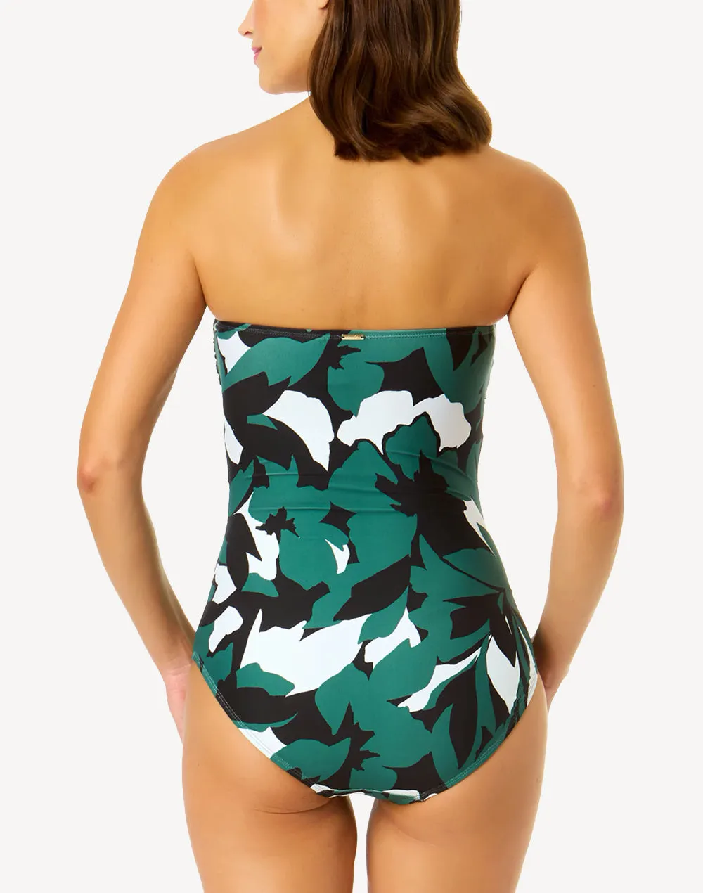 Desert Bloom Twist Front Shirred Bandeau One Piece