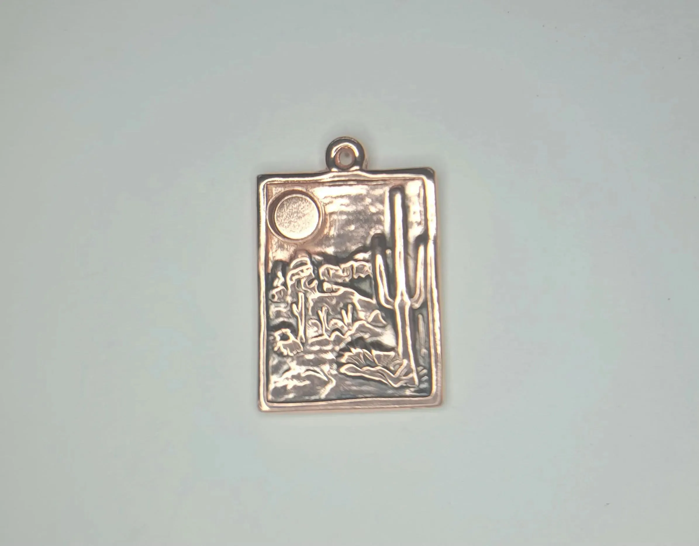 Desert Landscape Pendant in Copper or Sterling Silver