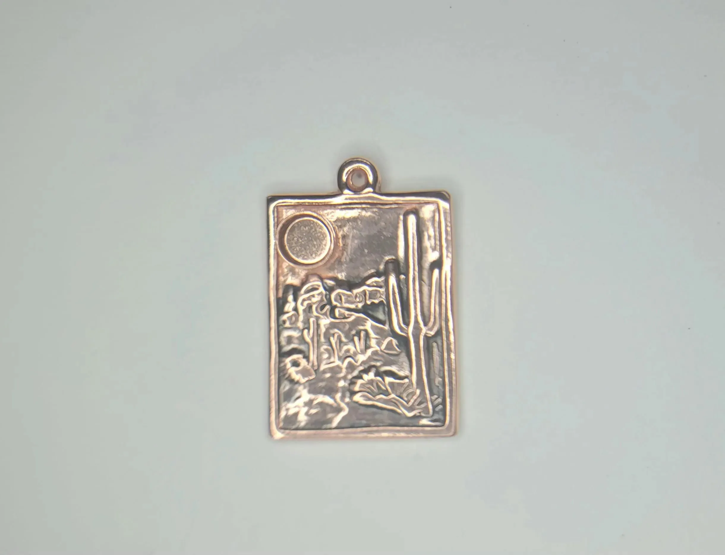 Desert Landscape Pendant in Copper or Sterling Silver
