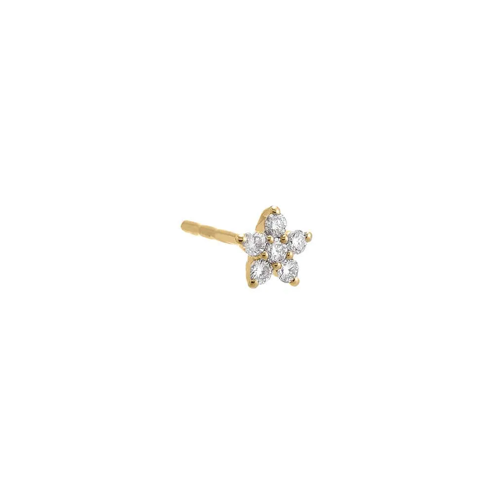 Diamond Flower Stud Earring 14K