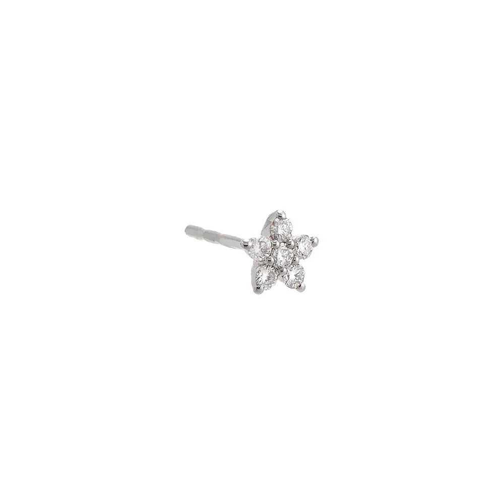 Diamond Flower Stud Earring 14K