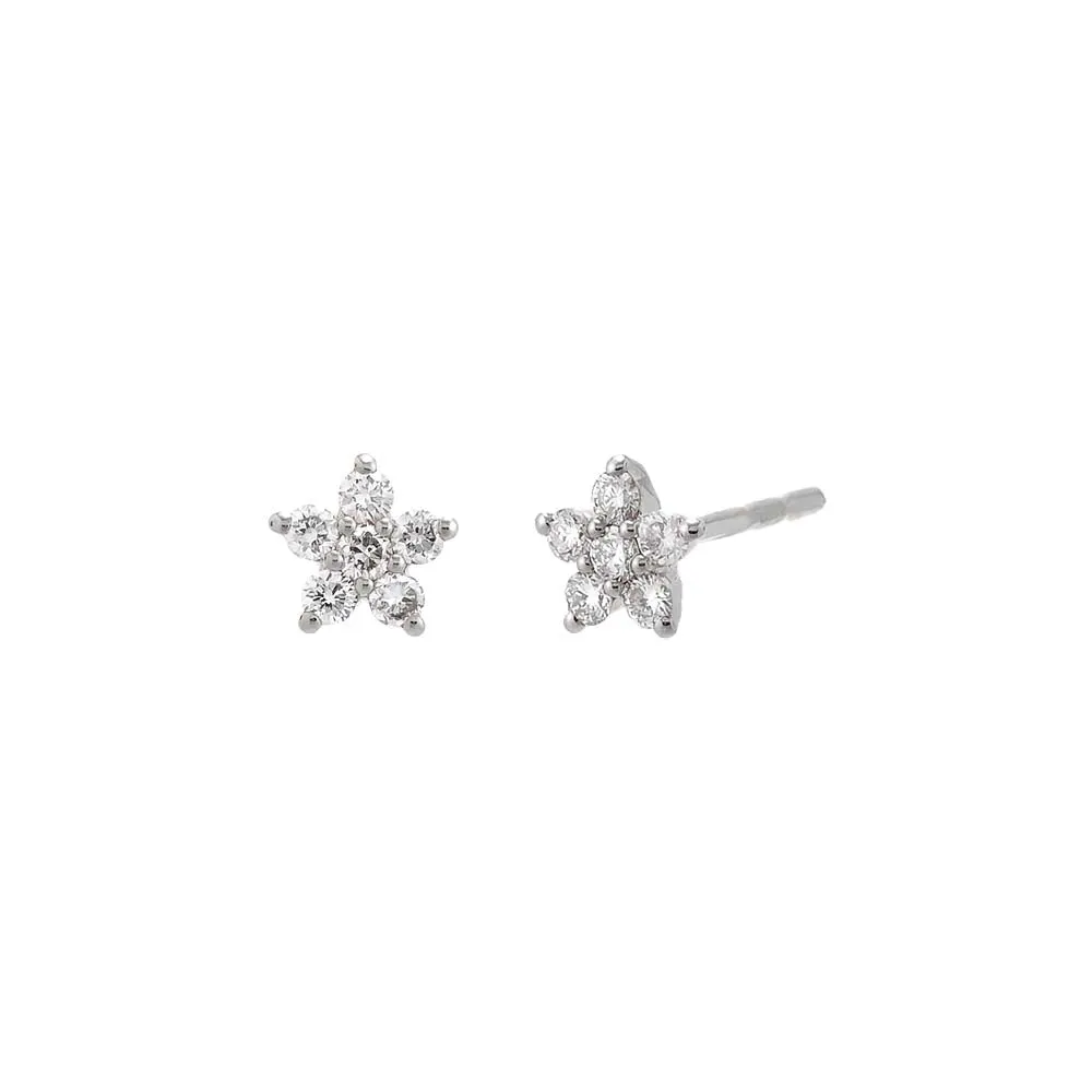 Diamond Flower Stud Earring 14K