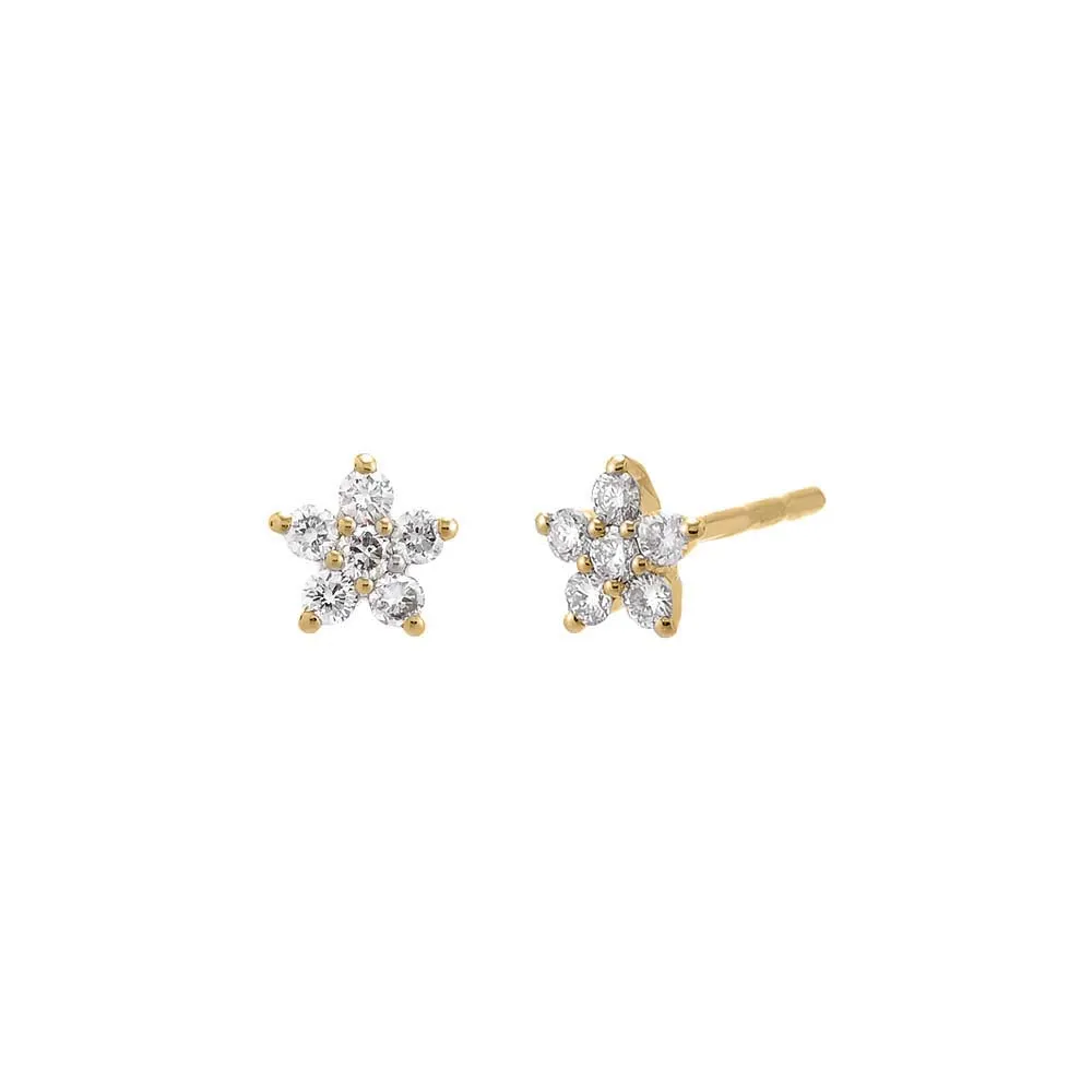 Diamond Flower Stud Earring 14K