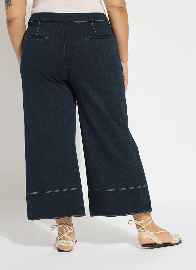 Dion Sailor Crop Palazzo Denim (Plus Size, 25" Inseam)