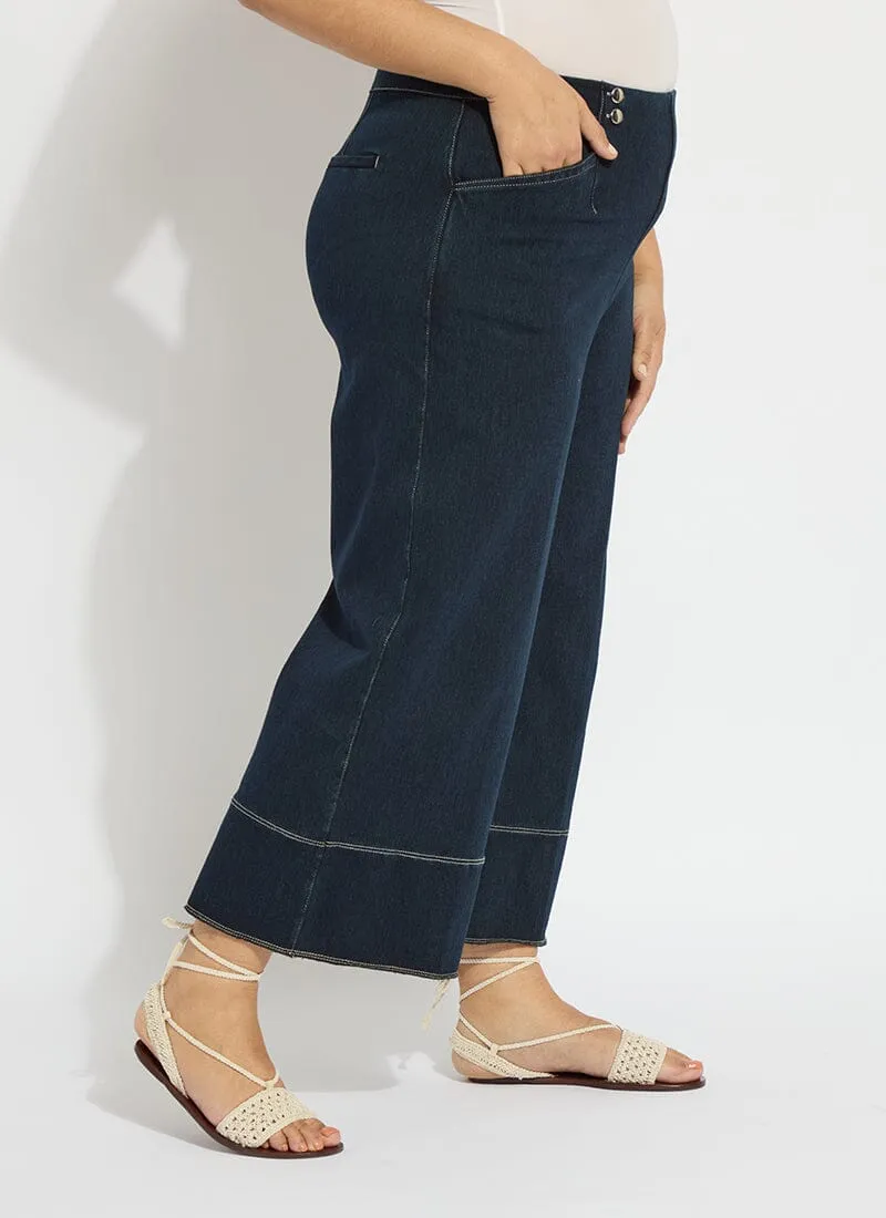Dion Sailor Crop Palazzo Denim (Plus Size, 25" Inseam)