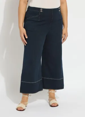 Dion Sailor Crop Palazzo Denim (Plus Size, 25" Inseam)